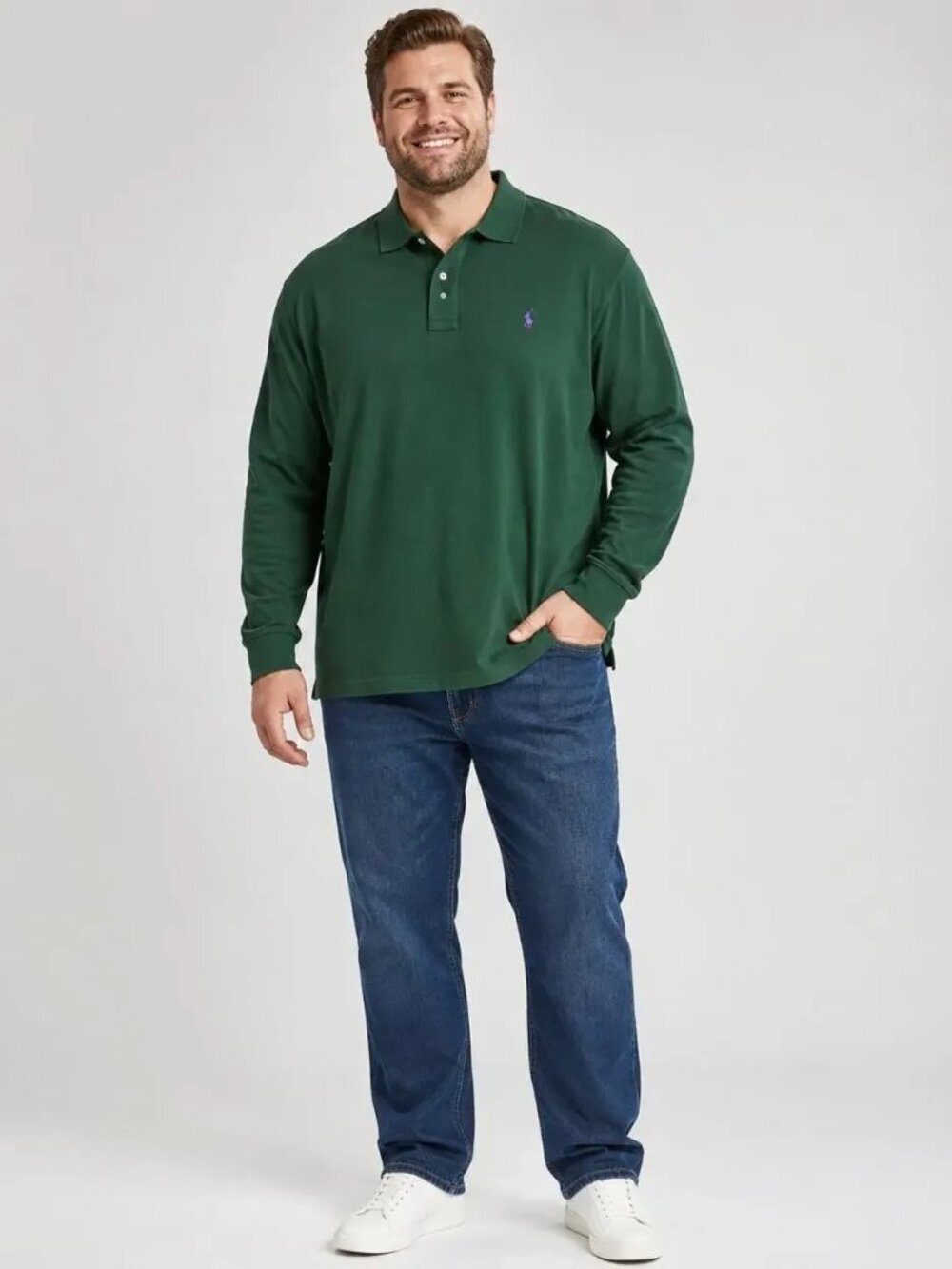 NEW POLO RALPH LAUREN Long Sleeve Polo Shirt XLT Tall Green MSRP: $170 Cotton